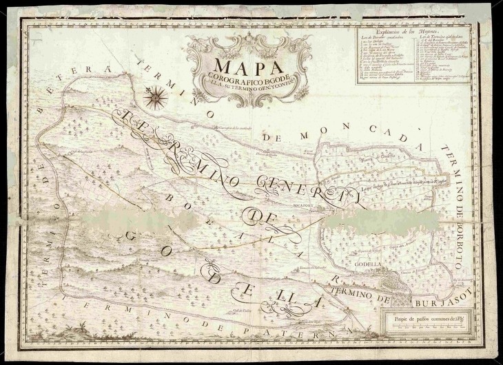 Mapa del término de Godella en el siglo XVIII